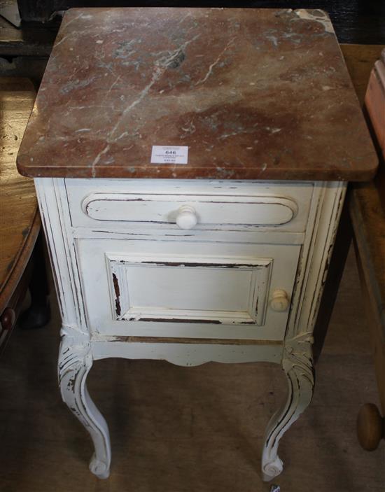 Painted marble top pot cupboard